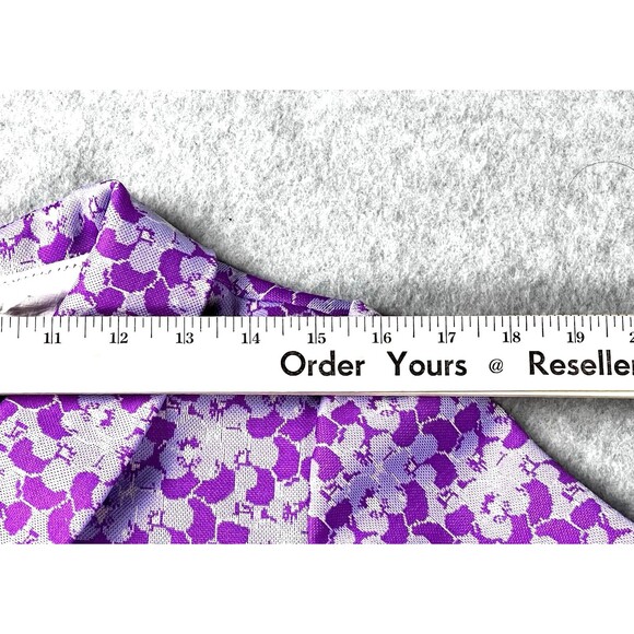 Vintage Dress Womens Large Purple Floral Bow Tie Neck Sheath Stretch Preppy 90s - Picture 5 of 10